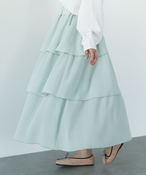 SLURR（スラ―）の「フリルティアードスカート（スカート・レディース・ブラック/アイボリー/ミント・FREE）」の3枚目の写真