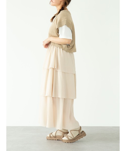 SLURR（スラ―）の「フリルティアードスカート（スカート・レディース・ブラック/アイボリー/ミント・FREE）」の5枚目の写真