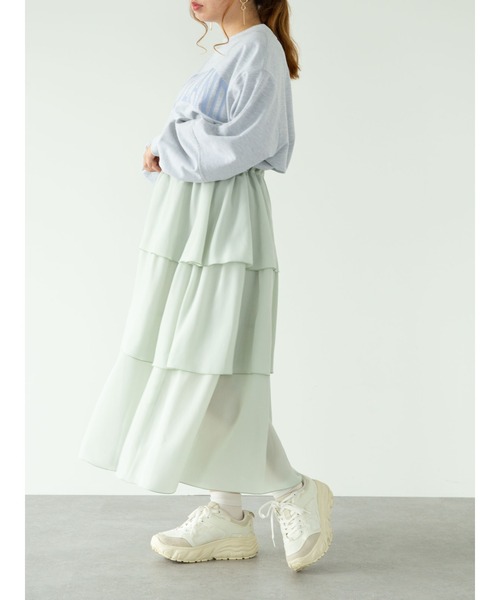SLURR（スラ―）の「フリルティアードスカート（スカート・レディース・ブラック/アイボリー/ミント・FREE）」の14枚目の写真
