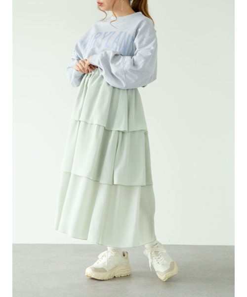 SLURR（スラ―）の「フリルティアードスカート（スカート・レディース・ブラック/アイボリー/ミント・FREE）」の15枚目の写真