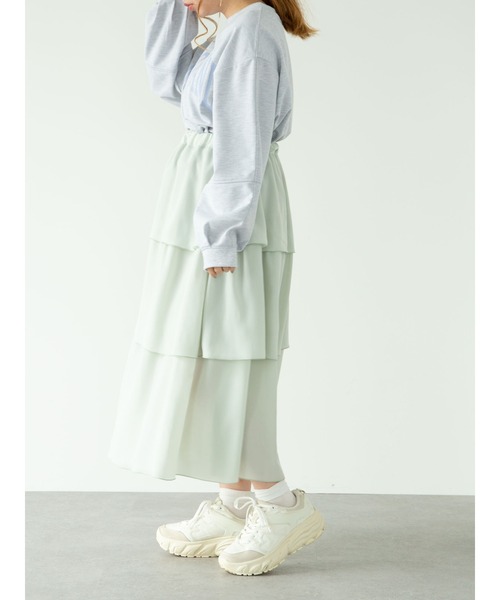 SLURR（スラ―）の「フリルティアードスカート（スカート・レディース・ブラック/アイボリー/ミント・FREE）」の16枚目の写真