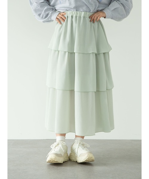 SLURR（スラ―）の「フリルティアードスカート（スカート・レディース・ブラック/アイボリー/ミント・FREE）」の13枚目の写真