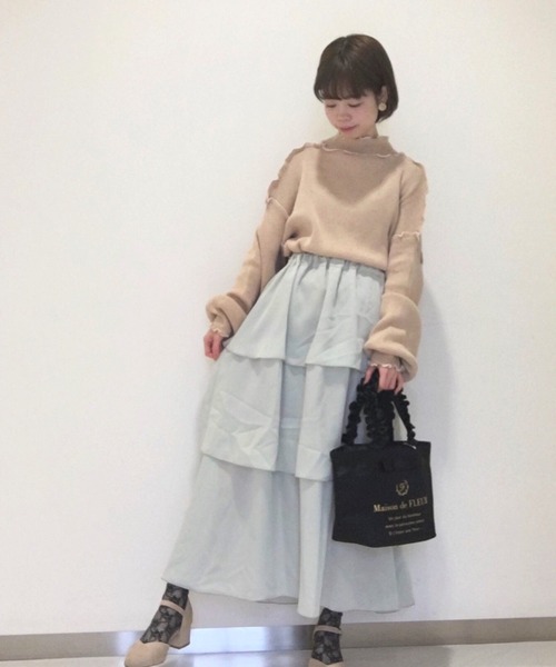 SLURR（スラ―）の「フリルティアードスカート（スカート・レディース・ブラック/アイボリー/ミント・FREE）」の17枚目の写真