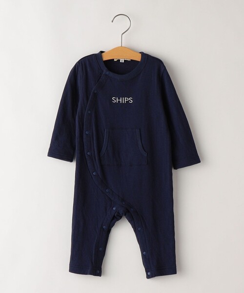SHIPS(シップス)の「SHIPS KIDS:接結 ロゴ 長袖 ロンパース(ロンパース・キッズ・ナチュラル/ネイビー/ピンク・80/70)」の3枚目の写真