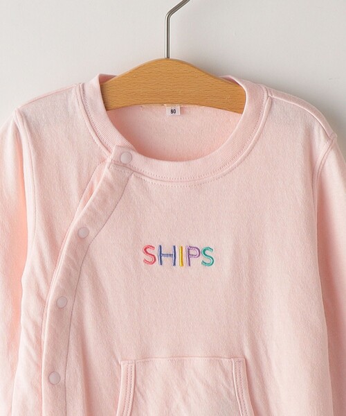 SHIPS(シップス)の「SHIPS KIDS:接結 ロゴ 長袖 ロンパース(ロンパース・キッズ・ナチュラル/ネイビー/ピンク・80/70)」の5枚目の写真
