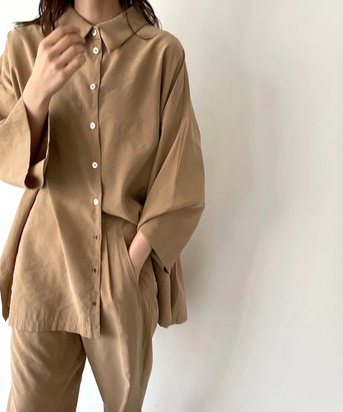 CANAL JEAN(キャナルジーン)の「RED CHOP WORKS(レッドチョップワークス) オーバースリットシャツ(シャツ/ブラウス・レディース・ブラック/ベージュ/パープル・ONE SIZE)」の11枚目の写真