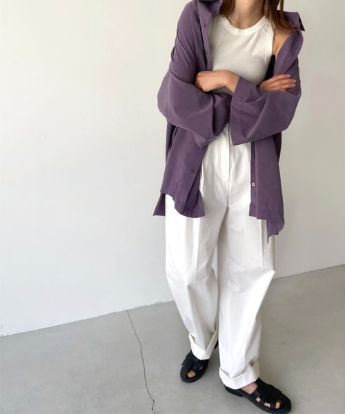 CANAL JEAN(キャナルジーン)の「RED CHOP WORKS(レッドチョップワークス) オーバースリットシャツ(シャツ/ブラウス・レディース・ブラック/ベージュ/パープル・ONE SIZE)」の16枚目の写真