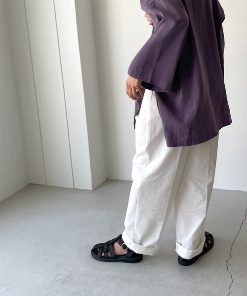 CANAL JEAN(キャナルジーン)の「RED CHOP WORKS(レッドチョップワークス) オーバースリットシャツ(シャツ/ブラウス・レディース・ブラック/ベージュ/パープル・ONE SIZE)」の7枚目の写真