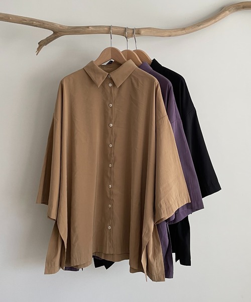 CANAL JEAN(キャナルジーン)の「RED CHOP WORKS(レッドチョップワークス) オーバースリットシャツ(シャツ/ブラウス・レディース・ブラック/ベージュ/パープル・ONE SIZE)」の14枚目の写真