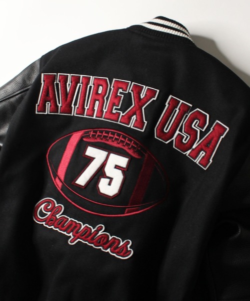 AVIREX（アヴィレックス）の「【WEB&DEPOT限定】スクーカム ヴァーシティ ジャケット / SKOOKUM VARSITY JACKET / アヴィレックス / AVIREX（スタジャン・メンズ・ブラック/ネイビー/ブラウン・MEDIUM/LARGE/X-LARGE/F）」の9枚目の写真