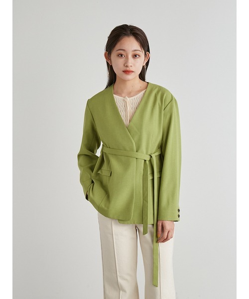 LILY BROWN（リリーブラウン）の「ボタンレスジャケット（その他アウター・レディース・ブラウン/オフホワイト/グリーン・FREE）」の11枚目の写真