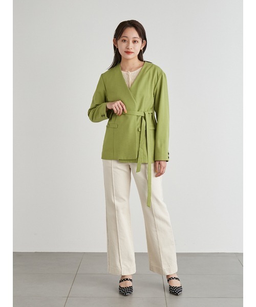 LILY BROWN（リリーブラウン）の「ボタンレスジャケット（その他アウター・レディース・ブラウン/オフホワイト/グリーン・FREE）」の8枚目の写真