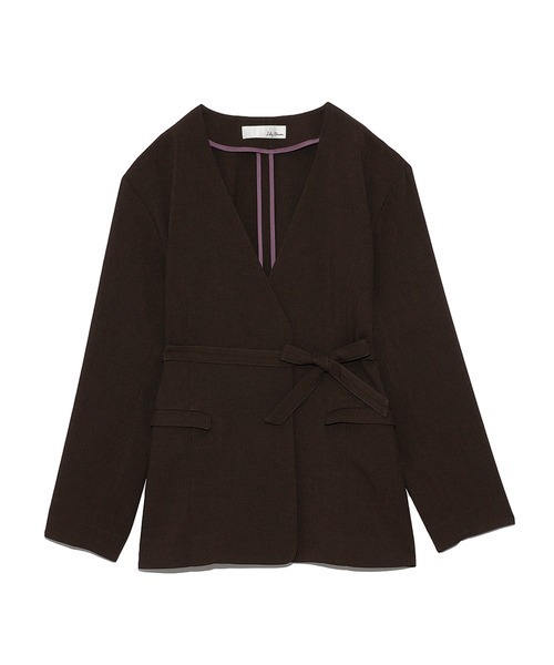 LILY BROWN（リリーブラウン）の「ボタンレスジャケット（その他アウター・レディース・ブラウン/オフホワイト/グリーン・FREE）」の13枚目の写真