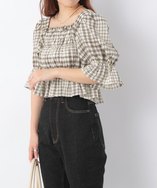 Heather（ヘザー）の「チェックコットンスクエアブラウス【SETUP