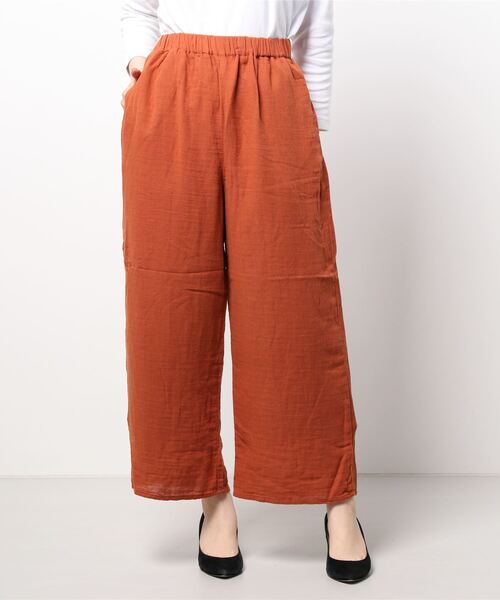 Samansa Mos2（サマンサ モスモス）の「綿麻ダブルガーゼリラックスパンツ（その他パンツ・レディース・ベージュ/オレンジ/ブラック・ﾌﾘ-）」の6枚目の写真