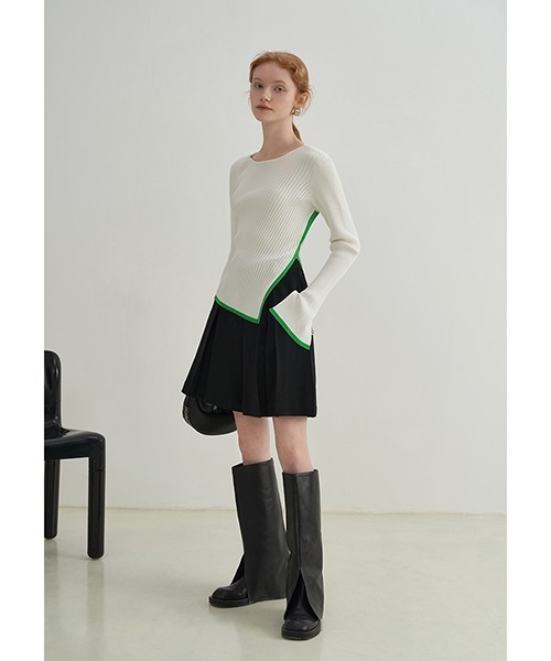 Fano Studios(ファノ ストゥディオズ)の「【Fano Studios】Contrast piping rib knit FX21S286(ニット/セーター・レディース・ホワイト・S/M/L)」の2枚目の写真