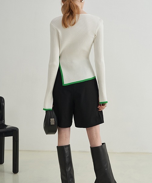 Fano Studios(ファノ ストゥディオズ)の「【Fano Studios】Contrast piping rib knit FX21S286(ニット/セーター・レディース・ホワイト・S/M/L)」の3枚目の写真