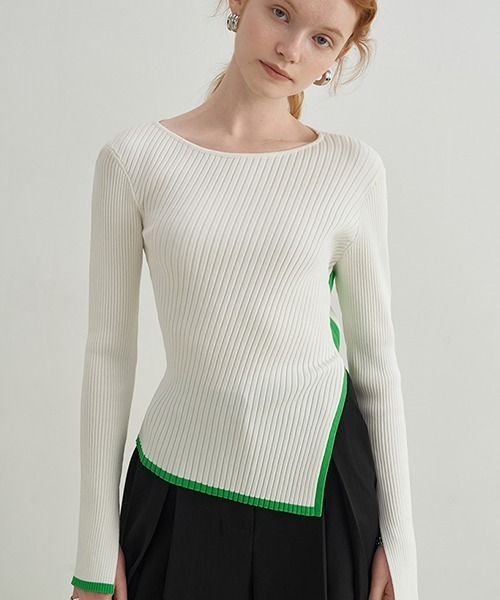 Fano Studios(ファノ ストゥディオズ)の「【Fano Studios】Contrast piping rib knit FX21S286(ニット/セーター・レディース・ホワイト・S/M/L)」の4枚目の写真