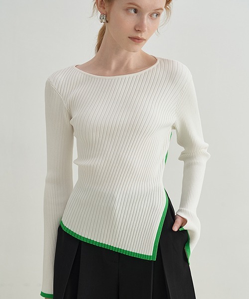 Fano Studios(ファノ ストゥディオズ)の「【Fano Studios】Contrast piping rib knit FX21S286(ニット/セーター・レディース・ホワイト・S/M/L)」の5枚目の写真