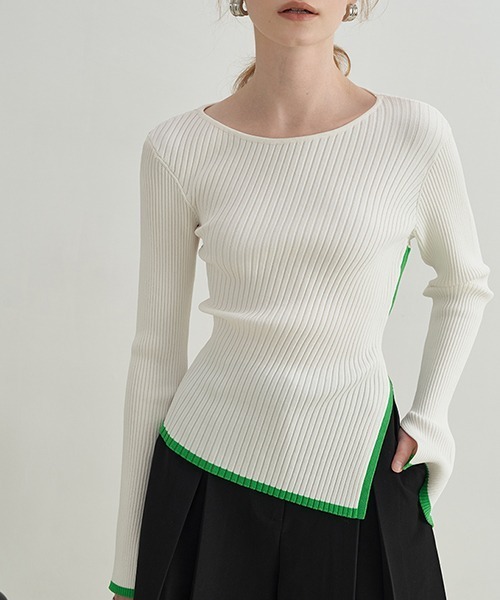Fano Studios(ファノ ストゥディオズ)の「【Fano Studios】Contrast piping rib knit FX21S286(ニット/セーター・レディース・ホワイト・S/M/L)」の6枚目の写真