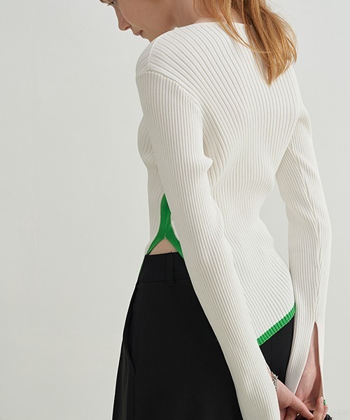 Fano Studios(ファノ ストゥディオズ)の「【Fano Studios】Contrast piping rib knit FX21S286(ニット/セーター・レディース・ホワイト・S/M/L)」の8枚目の写真