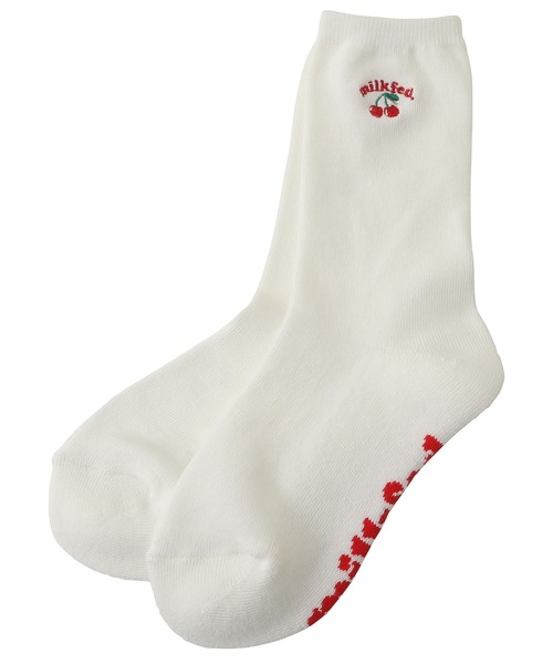 MILKFED.(ミルクフェド)の「CHERRY EMBROIDERY SOCKS(ソックス/靴下・レディース・ホワイト/ブラック/アッシュ・ONE SIZE)」の8枚目の写真