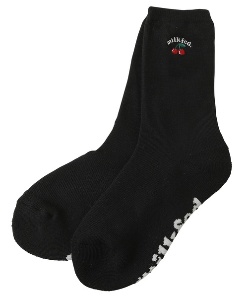 MILKFED.(ミルクフェド)の「CHERRY EMBROIDERY SOCKS(ソックス/靴下・レディース・ホワイト/ブラック/アッシュ・ONE SIZE)」の9枚目の写真