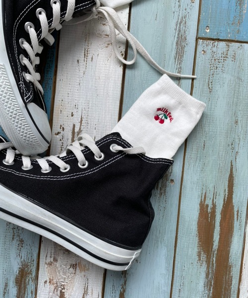 MILKFED.(ミルクフェド)の「CHERRY EMBROIDERY SOCKS(ソックス/靴下・レディース・ホワイト/ブラック/アッシュ・ONE SIZE)」の11枚目の写真
