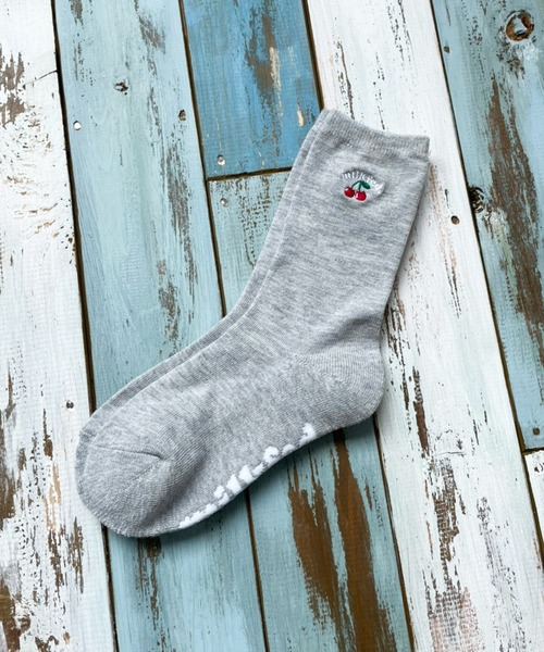 MILKFED.(ミルクフェド)の「CHERRY EMBROIDERY SOCKS(ソックス/靴下・レディース・ホワイト/ブラック/アッシュ・ONE SIZE)」の13枚目の写真