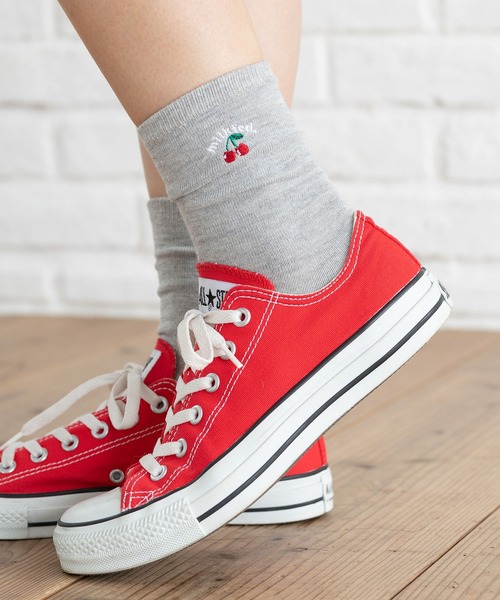 MILKFED.(ミルクフェド)の「CHERRY EMBROIDERY SOCKS(ソックス/靴下・レディース・ホワイト/ブラック/アッシュ・ONE SIZE)」の14枚目の写真