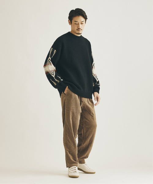 PENDLETON（ペンドルトン）の「【PENDLETON×JS / ペンドルトン】別注 LAMBS WOOL ジャガード クルーネック ニット [ユニセックス対応]（ニット/セーター・メンズ・ダークベージュ/ブラック/ナチュラル・MEDIUM/SMALL/LARGE）」の4枚目の写真