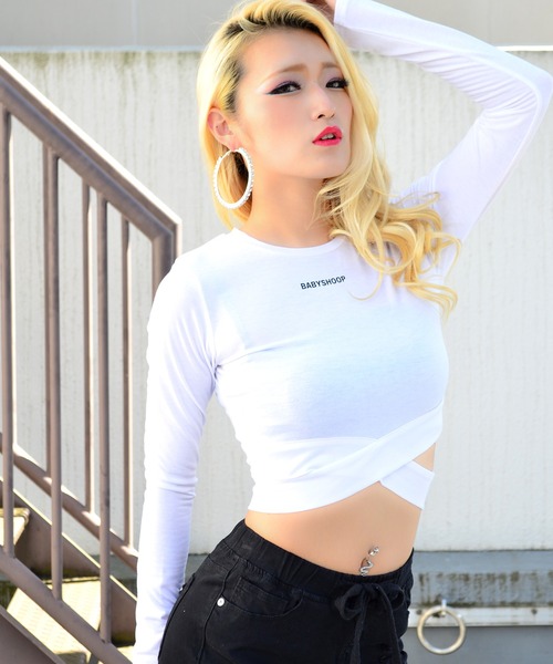 babyShoop（ベイビーシュープ）の「SHOOP刺繍長袖TOPS（Tシャツ/カットソー・レディース・ブラック/ホワイト・FREE）」の9枚目の写真