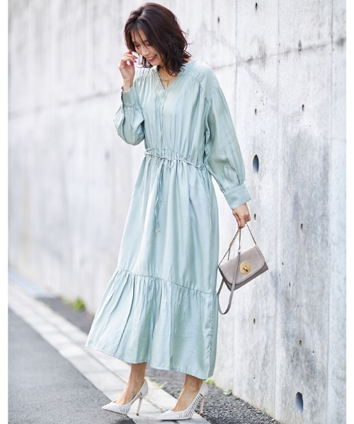 Cookie Chocolate（クッキーチョコレート）の「ギャザーティアードワンピース（ワンピース・レディース・ミント/ライトベージュ・M）」の13枚目の写真