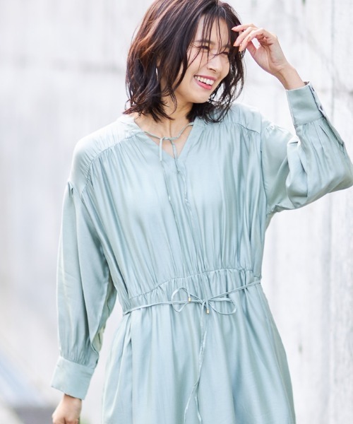 Cookie Chocolate（クッキーチョコレート）の「ギャザーティアードワンピース（ワンピース・レディース・ミント/ライトベージュ・M）」の11枚目の写真