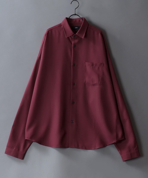 SITRY（シトリー）の「2026AW新色追加 SITRY Oversize Drop shoulder Regular collar shirt/別注 ビッグシルエット  ドレープツイル  レギュラーカラーシャツ（シャツ/ブラウス・メンズ・ホワイト/チャコールグレー/ブラック/ベージュ/ブラウン/グレイッシュブルー/ライトグレー/ダークグリーン/ワイン/ブラック系その他2/ブラック系その他/ホワイト系その他/ネイビー/バーガンディー・M/L）」の13枚目の写真