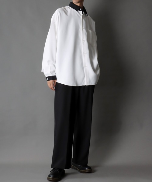 Curensology 定番✨ビッグシャツ ホワイト セール】SITRY Oversize Drop shoulder Regular collar shirt