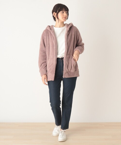 Cutie Blonde（キューティーブロンド）の「◆【S-L】ボアフードパーカー（パーカー・レディース・ナチュラル/ピンク系/ブラック・02/03/01）」の11枚目の写真