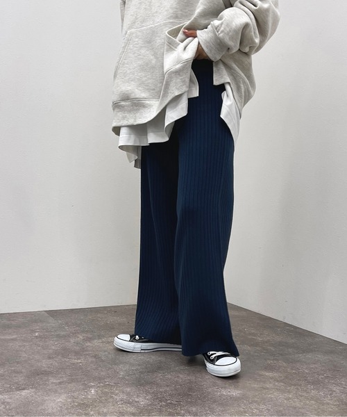 apres jour mignon(アプレジュールミニョン)の「リブニットパンツ【ZOZOTOWN限定アイテム】(その他パンツ・レディース・ダークブルー/グリーン/オレンジ/ブラック/ライトベージュ/モカ・MEDIUM/SMALL/X-LARGE)」の6枚目の写真