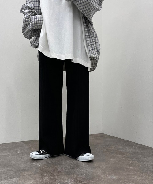 apres jour mignon(アプレジュールミニョン)の「リブニットパンツ【ZOZOTOWN限定アイテム】(その他パンツ・レディース・ダークブルー/グリーン/オレンジ/ブラック/ライトベージュ/モカ・MEDIUM/SMALL/X-LARGE)」の2枚目の写真