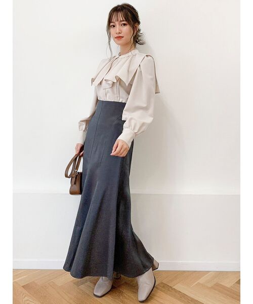 dazzlin（ダズリン）の「ケープカラー付ピンタックブラウス（シャツ/ブラウス・レディース・ブラウン/ベージュ/オフホワイト/ブラック・FREE）」の8枚目の写真