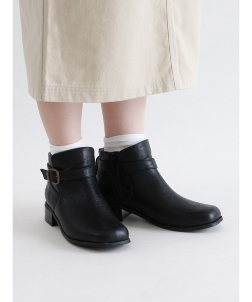 ehka sopo(エヘカソポ)の「スクエアトゥベルトブーツ(ブーツ・レディース・キャメル/ブラウン/ブラック・MEDIUM/LARGE)」の2枚目の写真