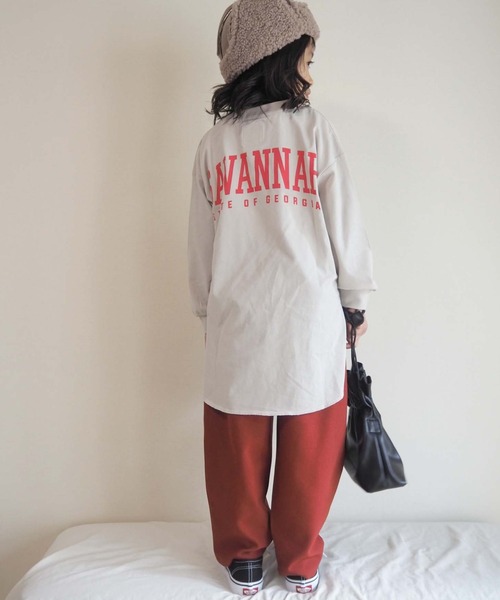 CIAOPANIC TYPY（チャオパニックティピー）の「【KIDS】ヘムラインチュニックTee（Tシャツ/カットソー・キッズ・ベージュ系その他/モカ/ブルー・MEDIUM/X-LARGE/LARGE/SMALL/XX-LARGE）」の2枚目の写真