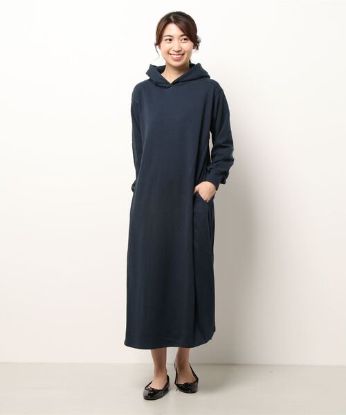 AMERICAN HOLIC（アメリカンホリック）の「プリーツドッキングミニ裏毛ワンピース（ワンピース・レディース・ネイビー/チャコールグレー・M/L）」の3枚目の写真