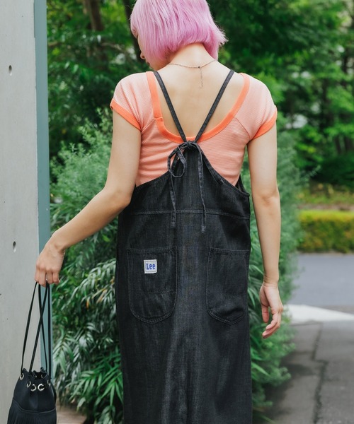 Lee（リー）の「Lee/リー LEE LITE RELAX SALOPETTE SK サロペットスカート デニム オールインワン（サロペット/オーバーオール・レディース・ダークインディゴブルー/スミクロ・S/M/XS）」の22枚目の写真