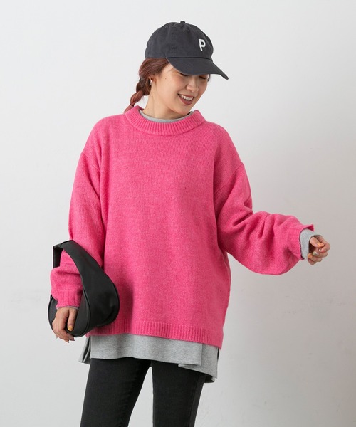 PICHI（ピイチ）の「PICHIオリジナルカラーニット（ニット/セーター・レディース・ブラック/グレー/ピンク/イエロー/ブルー・FREE）」の7枚目の写真