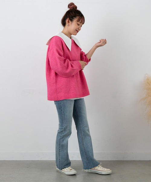 PICHI（ピイチ）の「PICHIオリジナルカラーニット（ニット/セーター・レディース・ブラック/グレー/ピンク/イエロー/ブルー・FREE）」の21枚目の写真