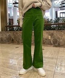 ハイウエストリブコーデュロイフレアカラーパンツ