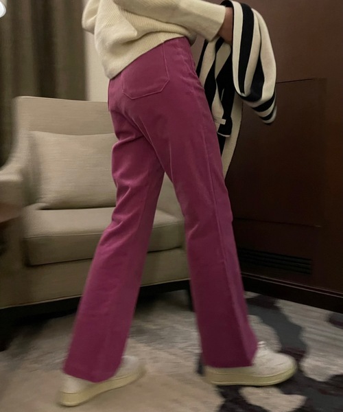 Didot.showroom（ディドット ショールーム）の「ハイウエストリブコーデュロイフレアカラーパンツ（その他パンツ・レディース・ブラック/ピンク/グリーン・S/M）」の5枚目の写真
