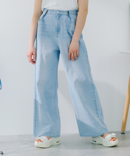 repipi armario(レピピ アルマリオ)の「USED風ウエストホックデニムパンツ(デニムパンツ・キッズ・サックスブルー/グレー/ホワイト/ブルー/ライトブルー/ホワイト系その他・SMALL/MEDIUM/LARGE)」の5枚目の写真
