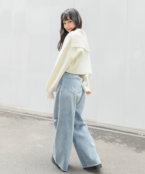 repipi armario(レピピ アルマリオ)の「USED風ウエストホックデニムパンツ(デニムパンツ・キッズ・サックスブルー/グレー/ホワイト/ブルー/ライトブルー/ホワイト系その他・SMALL/MEDIUM/LARGE)」の15枚目の写真